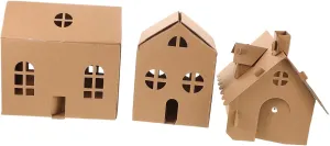 Creativity Teamwork for sensual mistrust crest liquid Classroom Home Use Uonlytech 3pcs Miniature Cardboard House Kit for DIY Colorable Model for Preschool Crafting Easy Build Encourages 