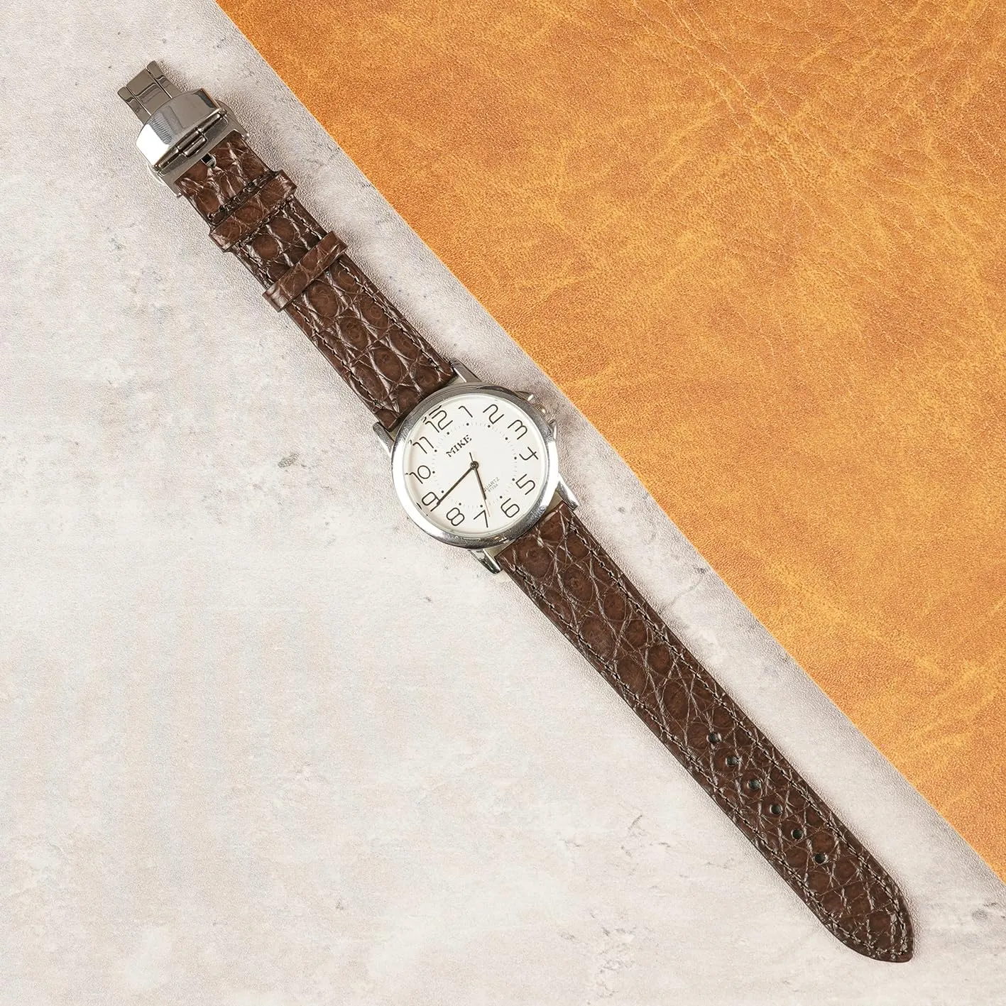 Croc Premium Thin Leather Strap Butterfly Clasp Replacement accessible mandarin Bespoke 18mm 19mm 20mm 21mm 22mm 24mm Handmade Slim AIIi-gator Deployment Watch Band Men Quick Release Flat 