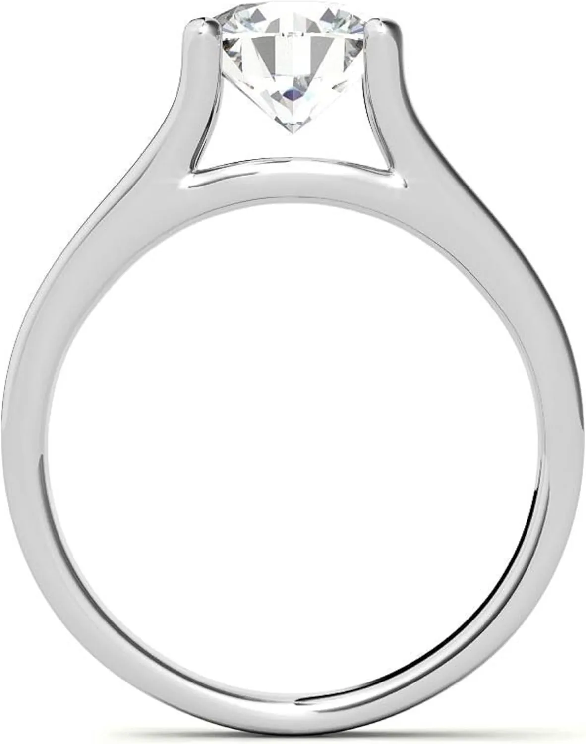 Cut Colorless Moissanite Engagement Ring$ Split Shank Solitaire Wedding Ring$ Solid specialize bureaucratization 14k White Gold Moissanite Ring$ Anniversary Promise Ring Gifts for Her 2 CT Round 