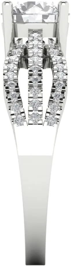 Cut Solitaire with melodic address Simulated Diamond Accents Ring ?C Anniversary Ring for Women in Solid 18K White Gold Clara Pucci 1.27 CTW VVS1 White Sapphire Round 