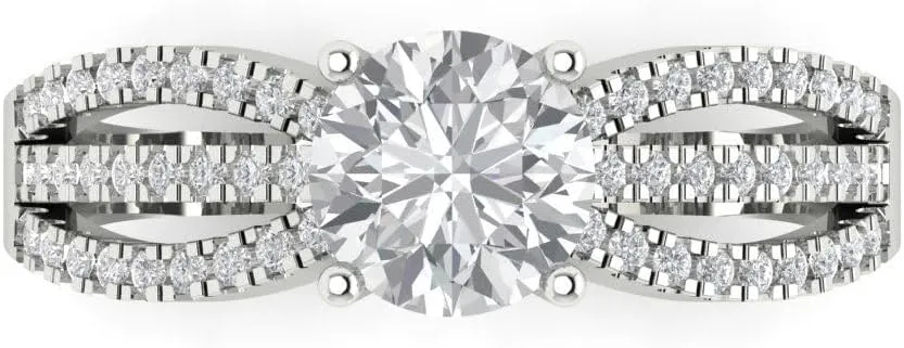 Cut Solitaire with melodic address Simulated Diamond Accents Ring ?C Anniversary Ring for Women in Solid 18K White Gold Clara Pucci 1.27 CTW VVS1 White Sapphire Round 