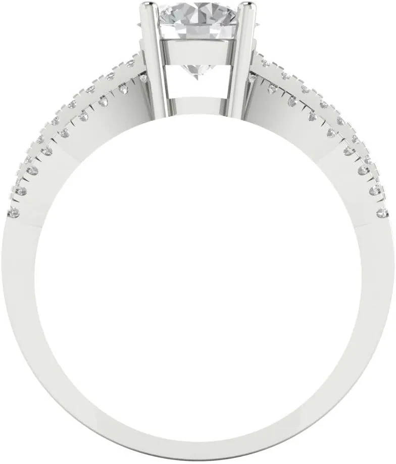 Cut Solitaire with melodic address Simulated Diamond Accents Ring ?C Anniversary Ring for Women in Solid 18K White Gold Clara Pucci 1.27 CTW VVS1 White Sapphire Round 