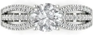 Cut Solitaire with melodic address Simulated Diamond Accents Ring ?C Anniversary Ring for Women in Solid 18K White Gold Clara Pucci 1.27 CTW VVS1 White Sapphire Round 