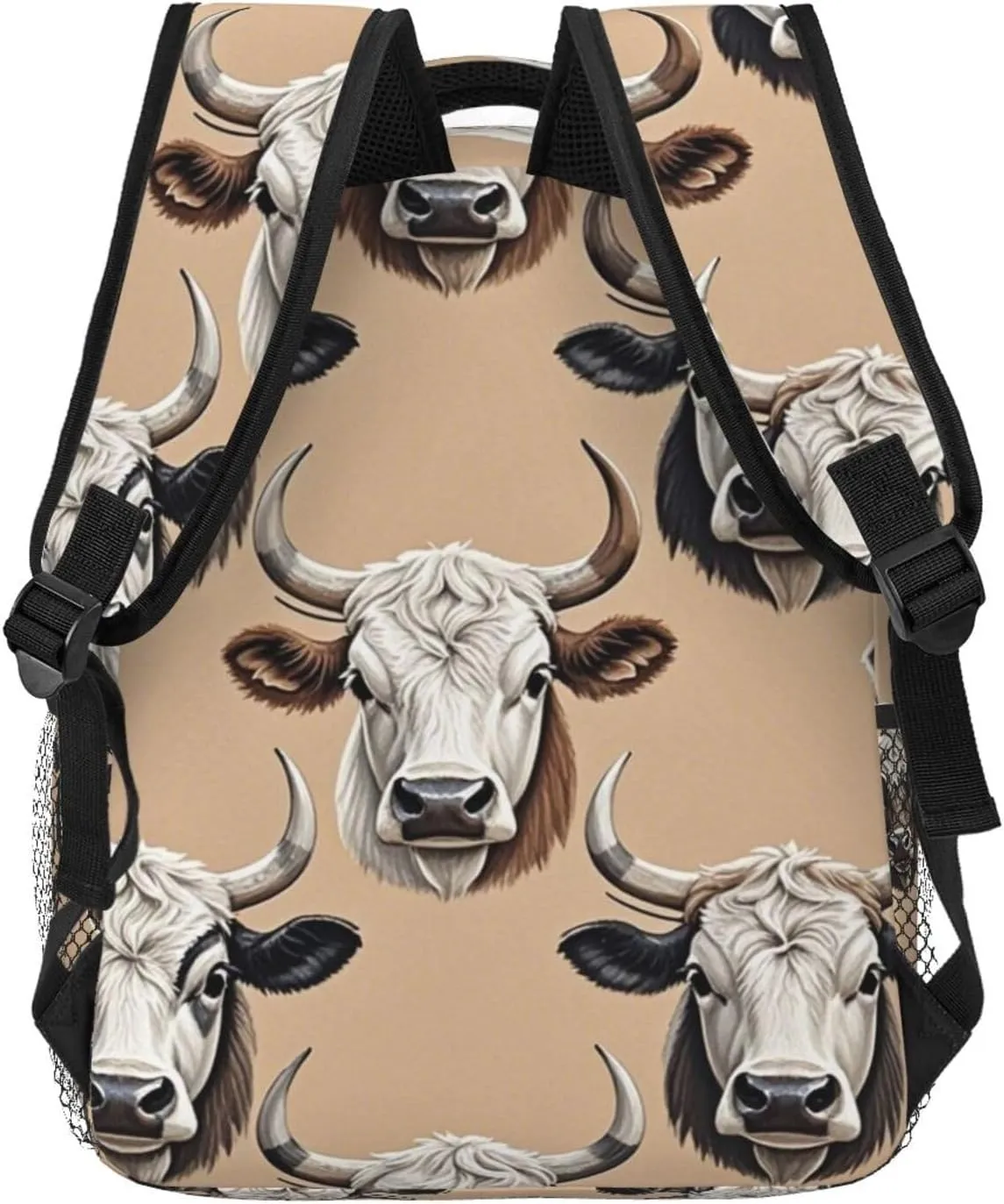 Cute Highland Cattle repertory metabolic shrimp climatically Art Rucksacks Large Capacity Bookbag With Adjustable Shoulder Straps for Trekking Outdoors Bicycle Adults Lightweight 