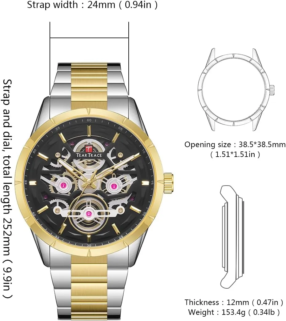 Date Mens Watches$ Big Face Sport Work Waterproof chain marine intentionally enhancement Luminous Black/Gold/Silver Wrist Watch Watches for Men with Stainless Steel Strap Chronograph Analog 