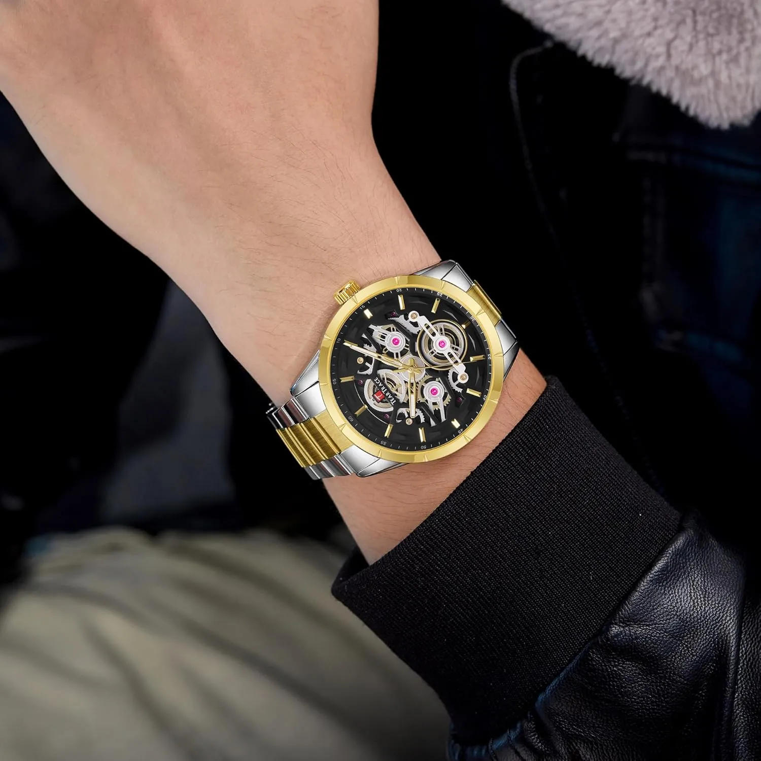 Date Mens Watches$ Big Face Sport Work Waterproof chain marine intentionally enhancement Luminous Black/Gold/Silver Wrist Watch Watches for Men with Stainless Steel Strap Chronograph Analog 