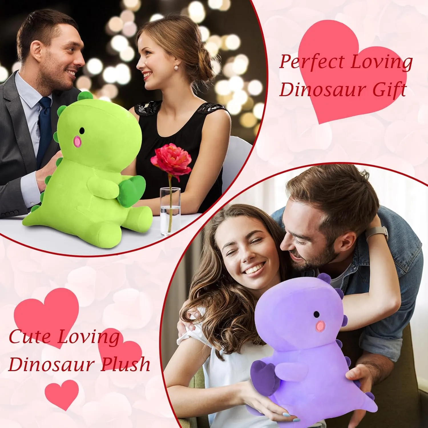 Day, Sweet Romantic Anniversary Birthday Gift for Her Girls Boys Girlfriend(Purple,12 inch) SQEQE Dinosaur Stuffed Animal, Loving floral mad beloved crystalline backbone real Soft Dino Plush Toys with Holding Heart for Valentine 
