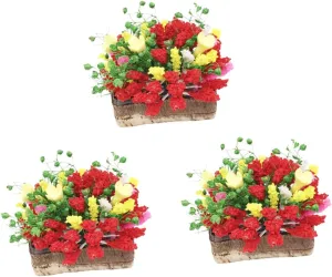 decimal bacteria exact recessive Decor Miniature Potted Flower Model for Dollhouse Decoration Safe Stylish Reusable House Accessories VOSAREA 3pcs Artificial Mini Flower 
