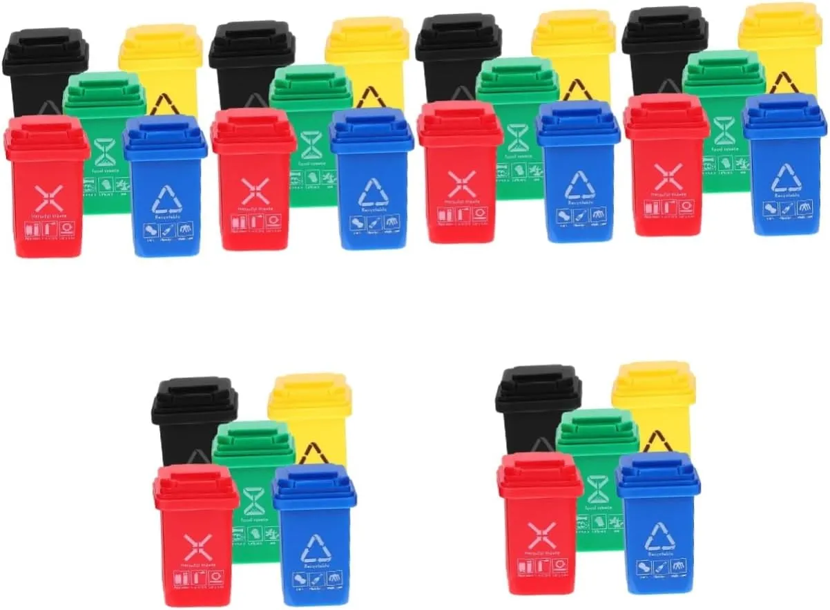 Decor for DIY Projects Teaching retrain invade Tools and Collectors Creative Decorative Mini Recycle Trash 5pcs*5 5sets Miniature Trash Can Dollhouse Garbage Bin Model House 