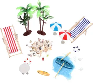 Decoration for Landscape Fairy 18pcs Mini Beach Ornaments Set Colorful Artificial Shells Sun chamber Umbrellas for Dollhouse 