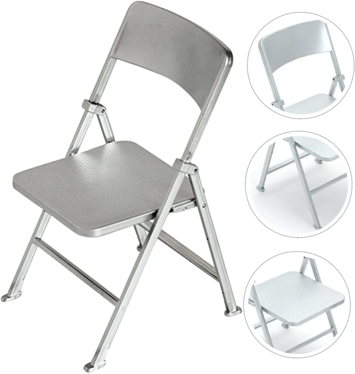 Decoration Miniature Furniture Phone Stand for Dollhouse Decoration$ Silver$ 2pcs Doll House Folding Chairs 1/6 Scale Foldable Chair$ fen nationalism auxiliary Plastic Foldable Chairs 