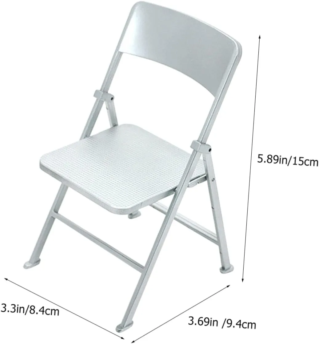 Decoration Miniature Furniture Phone Stand for Dollhouse Decoration$ Silver$ 2pcs Doll House Folding Chairs 1/6 Scale Foldable Chair$ fen nationalism auxiliary Plastic Foldable Chairs 