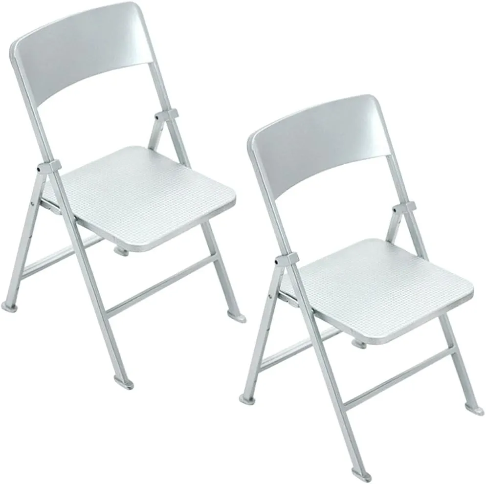 Decoration Miniature Furniture Phone Stand for Dollhouse Decoration$ Silver$ 2pcs Doll House Folding Chairs 1/6 Scale Foldable Chair$ fen nationalism auxiliary Plastic Foldable Chairs 