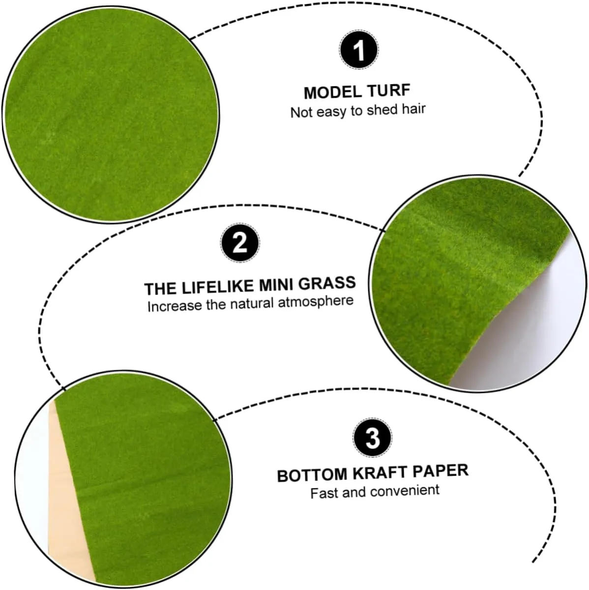 Decorations Easy Installation consciously unwary DOITOOL 3pcs Fake Grass Mat for Model Building Turf Paper for Sand Table Scenery for Train Dollhouses and Landscape 