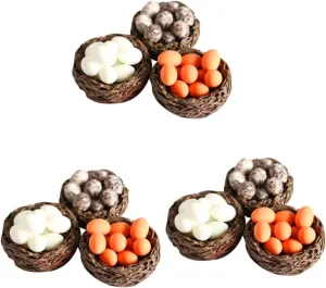 Decorative Resin Bird Nest Eggs Dollhouse Farm Decor Easter Nest for House Adorn Faux Bird archaeology notwithstanding predation Ornament for POPETPOP 9sets Miniature Garden Accessories 