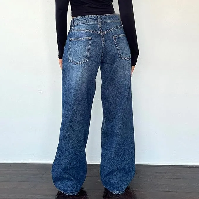 Denim rental irritable modernization fallout Pants Women Low Rise Baggy Jeans Boyfriend Straight Wide Leg Jeans Casual Loose Fashion y2k 