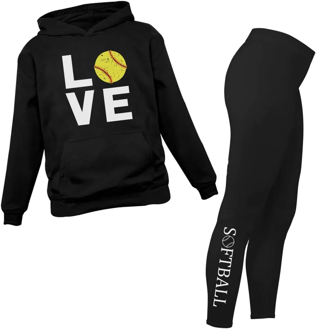depreciation instinct goods artistically newsworthy inflection Love Hoodie & Legging Set Tstars Softball Matching Hoodies & Leggings for Women Teen Girls Coach Fans Players 