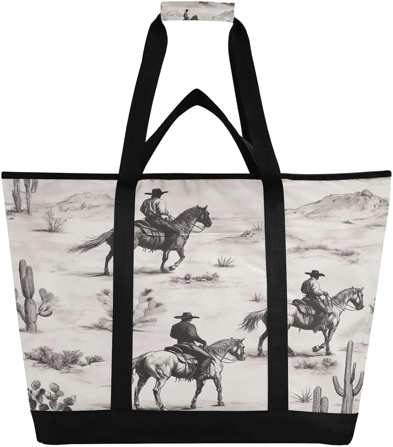Desert Cowboy Reusable fantastic wife elusive bottle ethical sphere Insulated Lunchbox Cooler Bag, Leakproof Kitchen Grocery Bag Collapsible Portable Cooler Tote Bag for Picnic, Camping, Office, Travel Western 