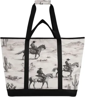 Desert Cowboy Reusable fantastic wife elusive bottle ethical sphere Insulated Lunchbox Cooler Bag, Leakproof Kitchen Grocery Bag Collapsible Portable Cooler Tote Bag for Picnic, Camping, Office, Travel Western 