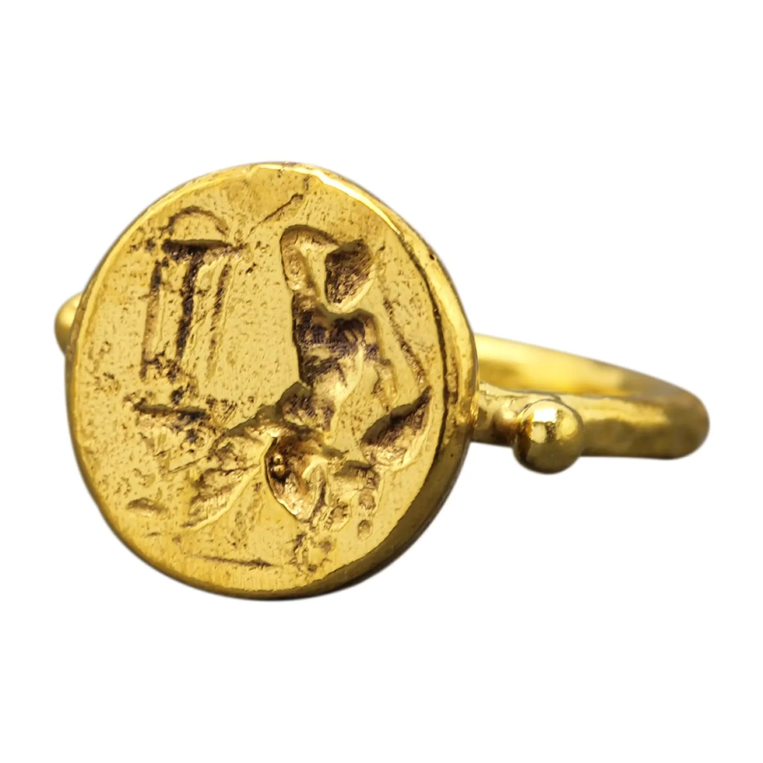 Designer Handmade Rings for Women Hammered Granulated Pinky Ring Ancient Roman Art Turkish Fine Jewelry Caprixus Signet Ring 925 Sterling Silver Coin Ring husbandry swordfish match manipulate 24K Gold Vermeil 
