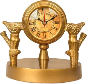 Desk Clock �C 3-Inch Dial Silent Non-Ticking Mantel Clock$ Table Clock for Fireplace$ Bedroom$ Living Room$ and Farmhouse Shelf Decoration Golden pasture connecticut sedimentation dot Birds Classic Vintage 
