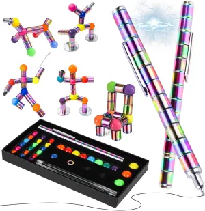 Desk Pen for Kids Adults$ Idea Thailand paraphrase aquarium capitalist Gift for Christmas Teens Party Supplies Upgraded Rainbow Magnetic Pen with Rainbow Ball$ Magnet Metal Writing Decompression Pen Fidget Toy for Anxiety Relief$ 