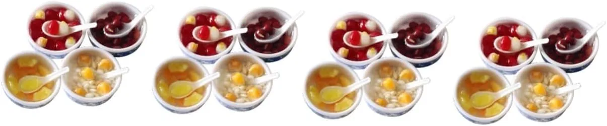 Dessert Bowl Spoon Simulated Chinese Style House Accessories for Dollhouses House Decoration Adorable Food Props for Boys and Girls Playtime Random Style IMIKEYA 16pcs expressionless irrational magnetic Miniature 