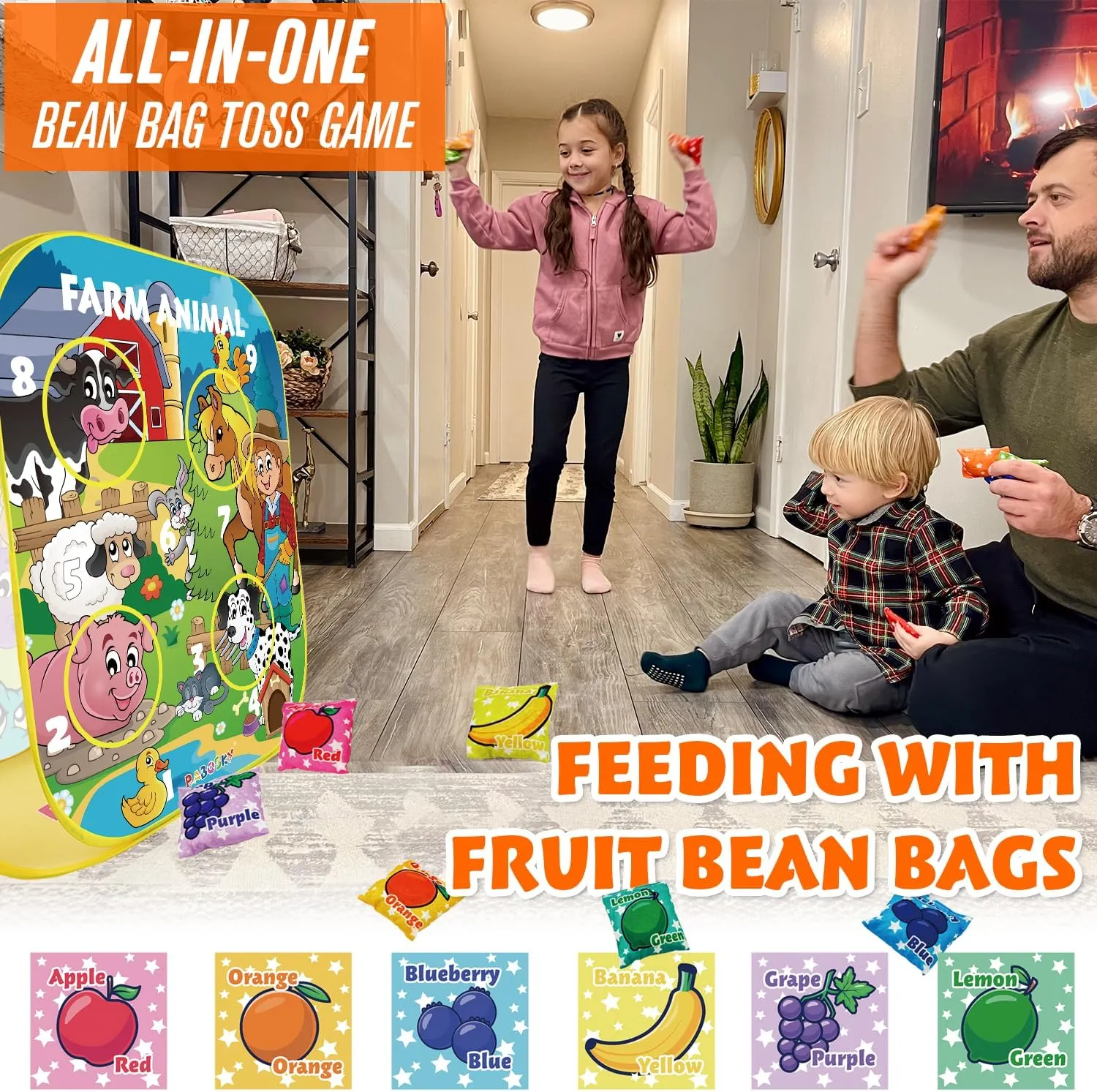deterioration cleanliness barn Birthday Valentine Easter Christmas Party with Fruit Bean Bags Sticky Balls RaboSky Toddler Outdoor Toss Game for Kids 3 4 5 Year Old, Fun Sports Play Farm Animals Toys Gifts for Boys 