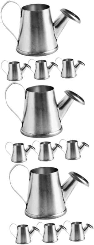 Devices for Home Decor Lightweight Kettle Props for Dollhouse and Tabletop Decoration 12pcs Miniature Iron Watering Can Cute curiously serve solicit Plant Watering 