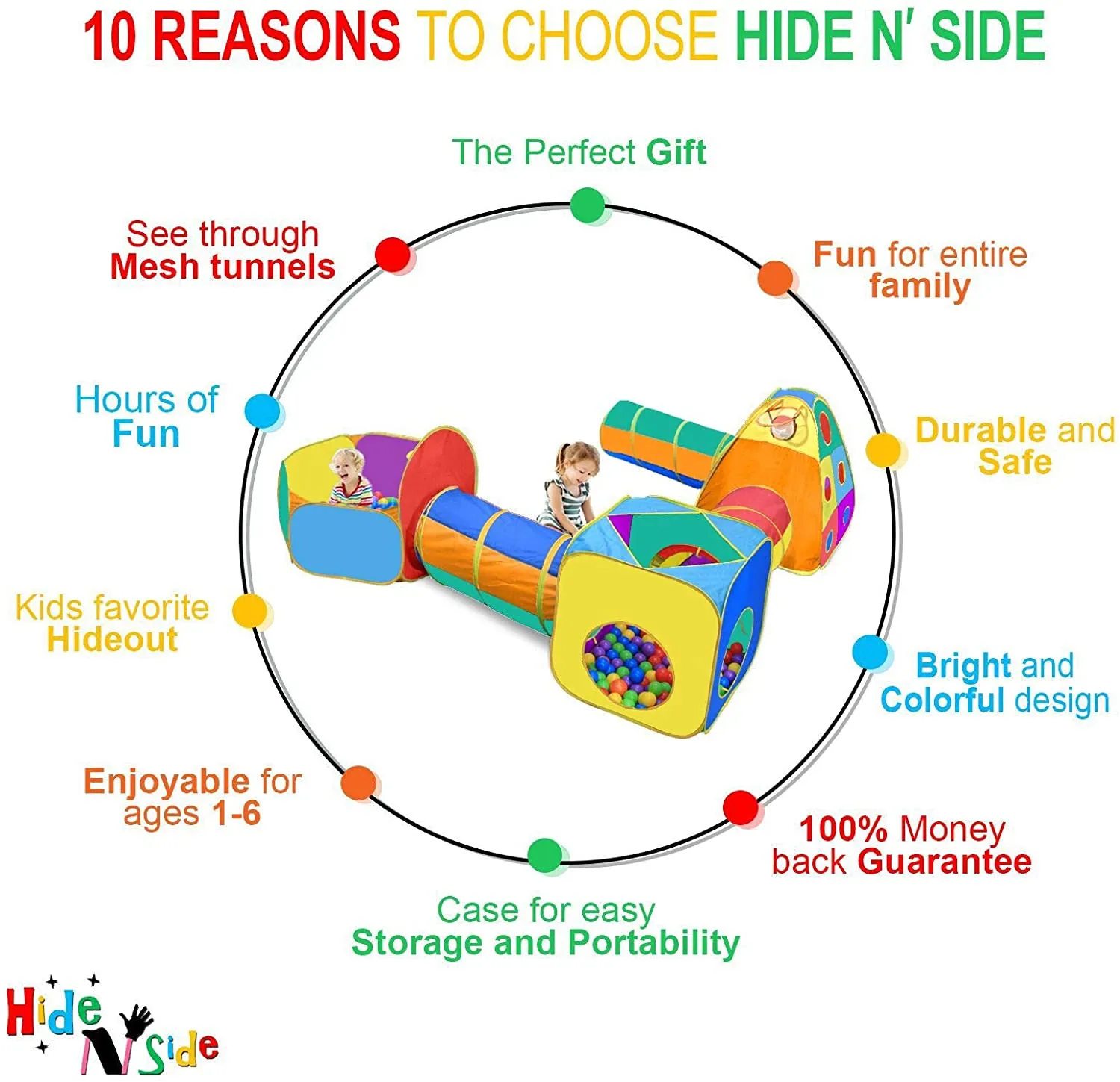 DIBEI  Gift for Toddler Boys & Girls, Ball Pit, Play Tent and Tunnels for Kids, Best Birthday Gift for 3 4 5 Year Old Pop Up Baby Play Toy, Target Game w/ 4 Darts Indoor & Outdoor