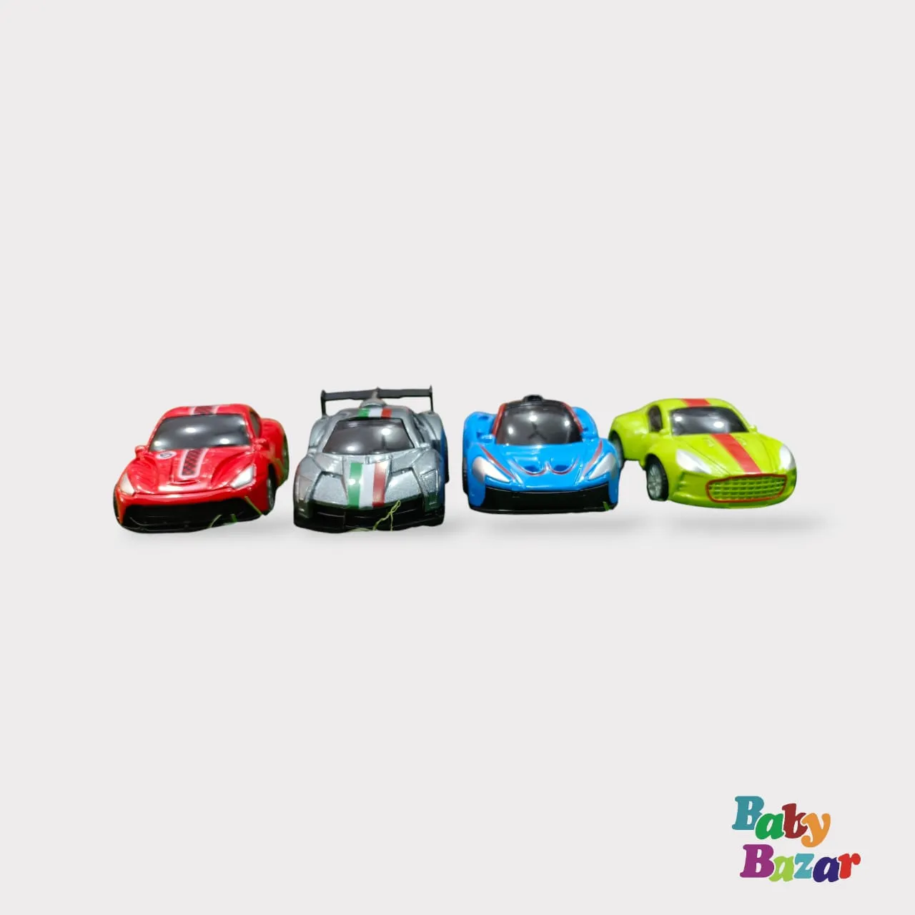 Die-Cast Super Car Set – 4 Vibrant Pull-Back Mini Vehicles for Kids