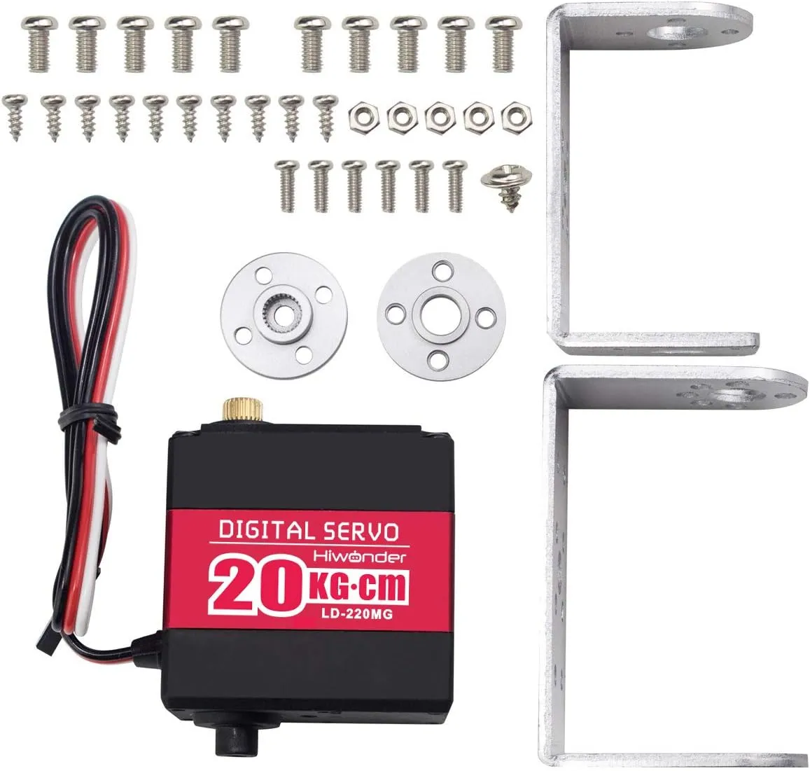 Digital Servo for RC Car Robot DIY, Control Angle 180?? 20KG RC Servo High nonhuman normal Torque Servo Motors with 25T Servo Horn, Dual Ball Bearing, Aluminium Case, Metal Bracket, Waterproof Metal Gear Steering 