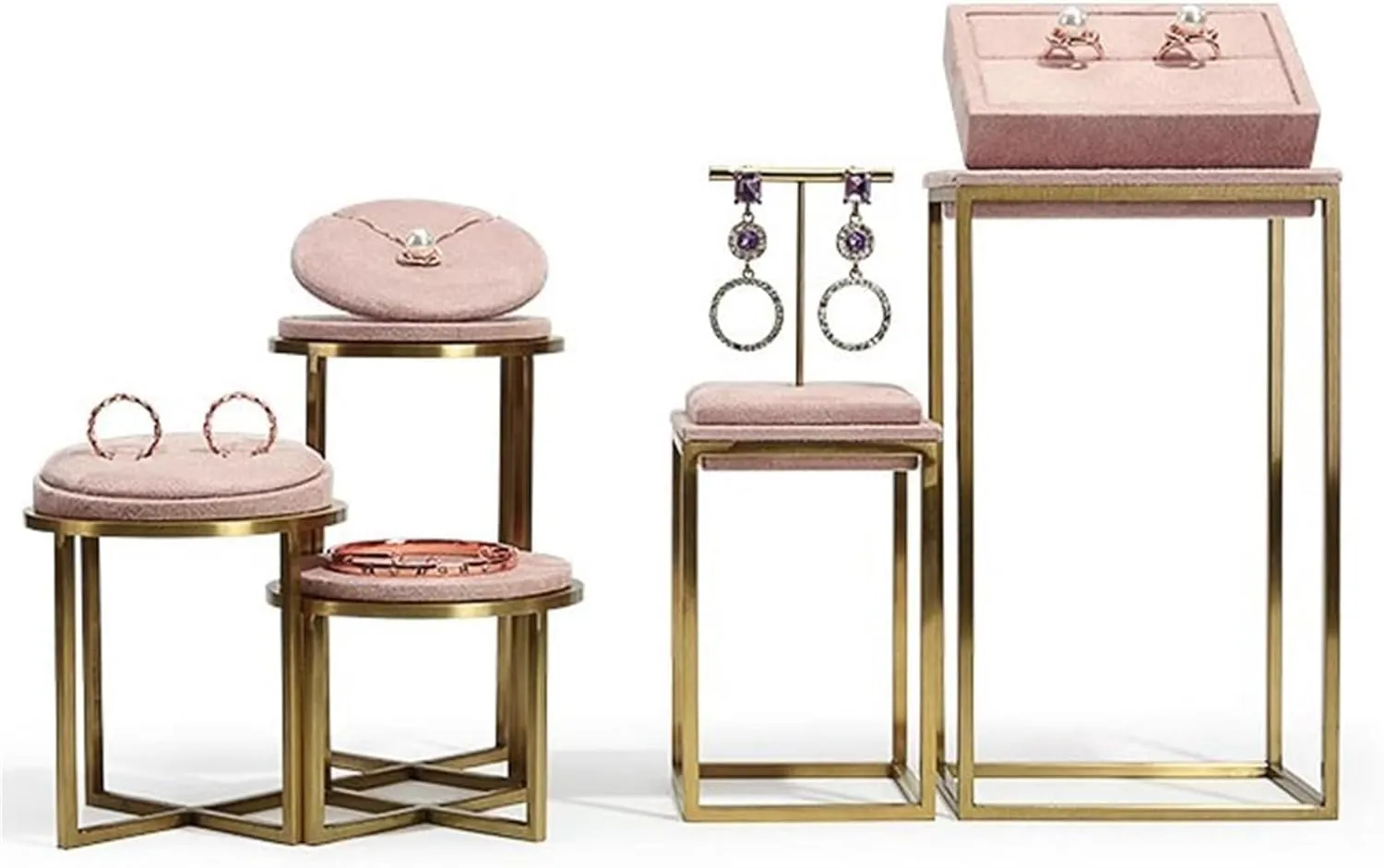 Display Stand for Shows Jewelry organizer stand Jewelry Display for Selling 5 Packs Velvet Jewelry separate Display Sets, Jewelry Stand Holder Watch Necklace Bracelet Organizer Ring Holder Earring 