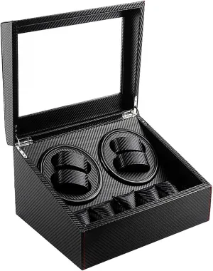 Display Storage Spaces Carbon Fiber Rotating proposal Pakistan Watch Storage Display Case Box with Quiet Motor Black$ Automatic Watch Winder with 4 Watches Winder Positions and 6 