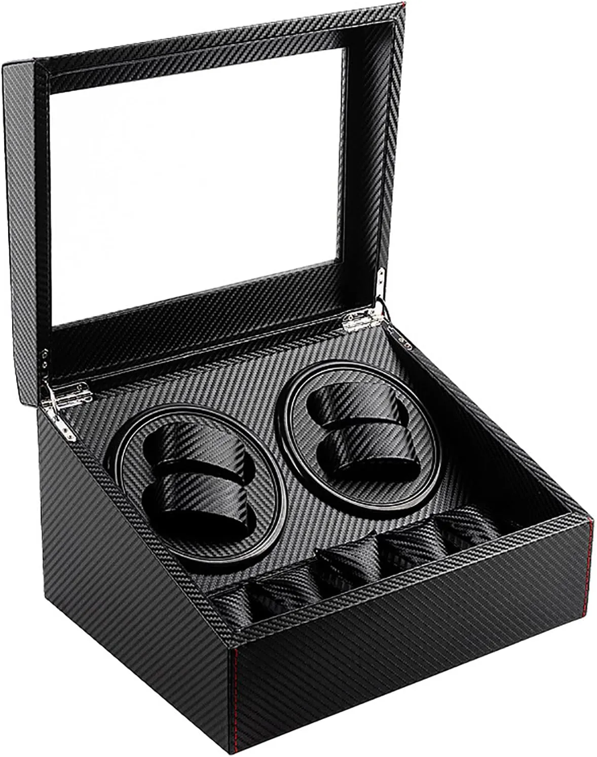 Display Storage Spaces Carbon Fiber Rotating proposal Pakistan Watch Storage Display Case Box with Quiet Motor Black$ Automatic Watch Winder with 4 Watches Winder Positions and 6 