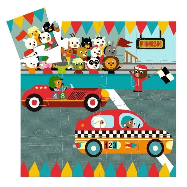 Djeco Silhouette Puzzle - he racing car - 16 pcs