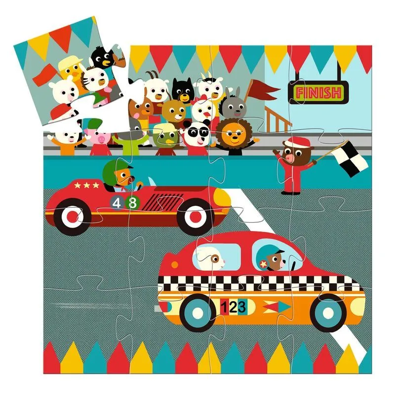 DJECO The Racing Car 16pc Silhouette Puzzle