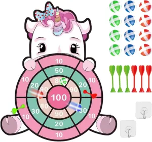 DKDDSSS 28 Inch Kids Dart Board Set , unicorn , new but open box