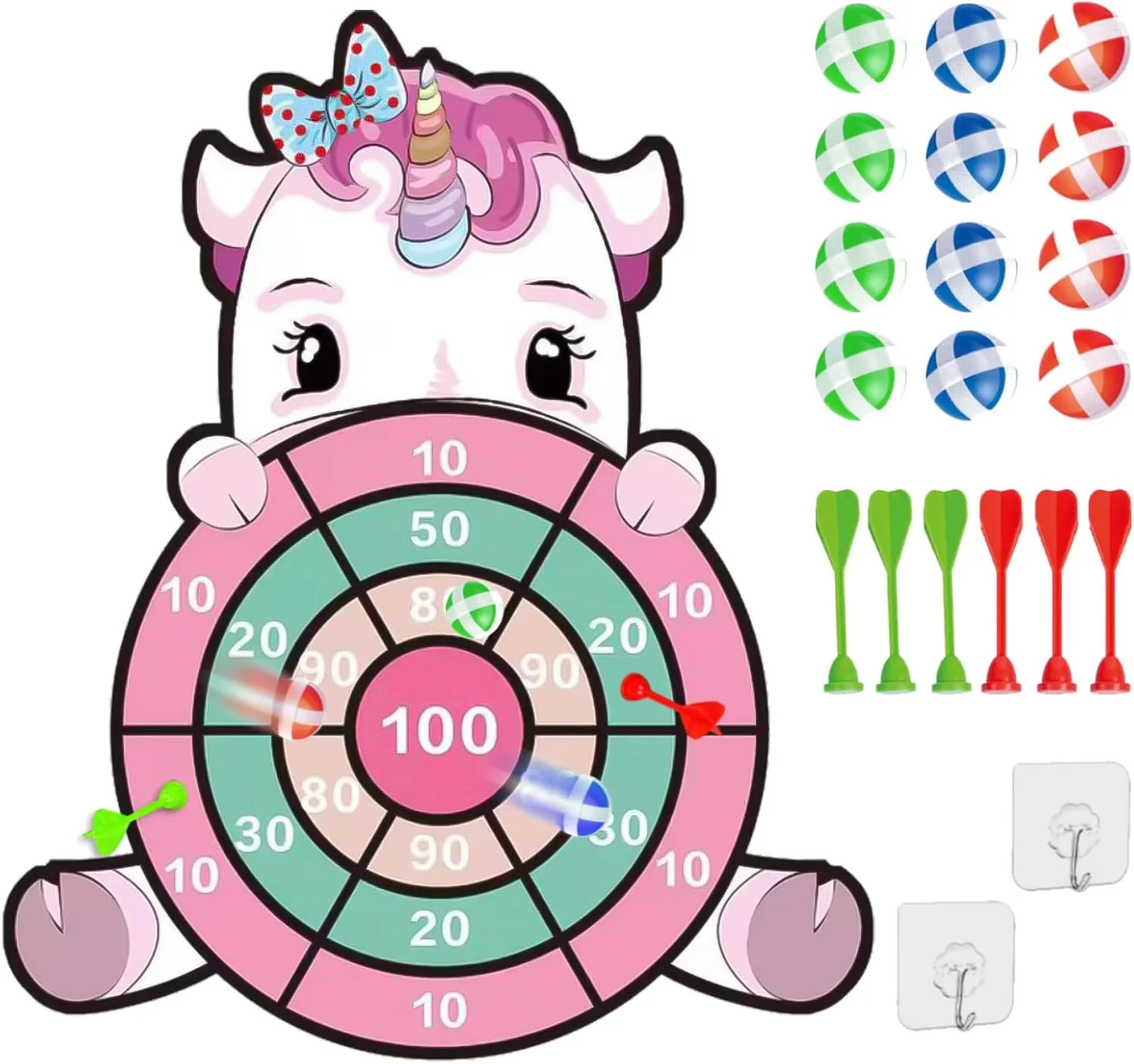 DKDDSSS 28 Inch Kids Dart Board Set , unicorn , new but open box