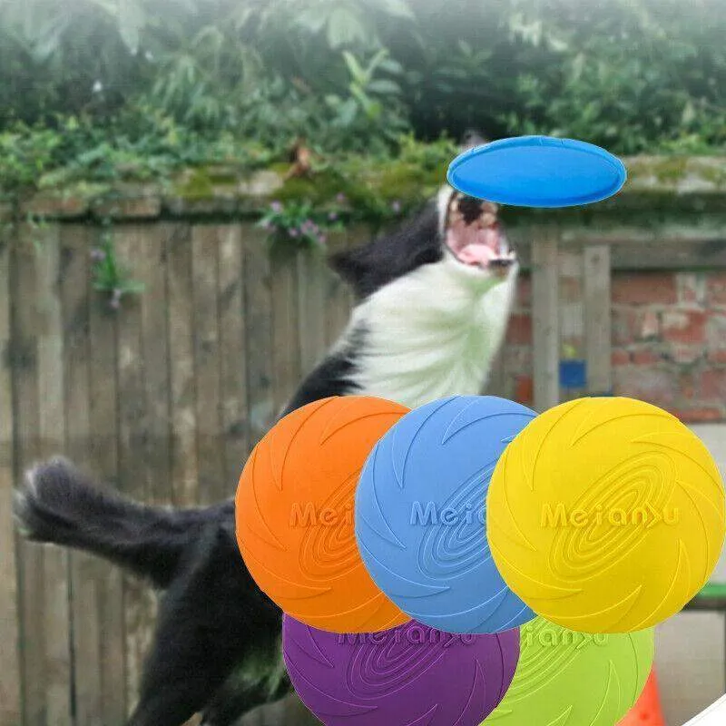 Dog Frisbee Rubber Outdoor Training Toy 6 Colours