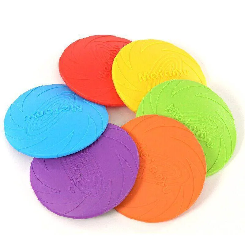 Dog Frisbee Rubber Outdoor Training Toy 6 Colours