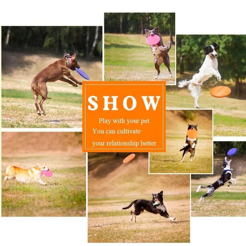 Dog Frisbee Trainning Puppy Toy rubber Fetch Flying Disc
