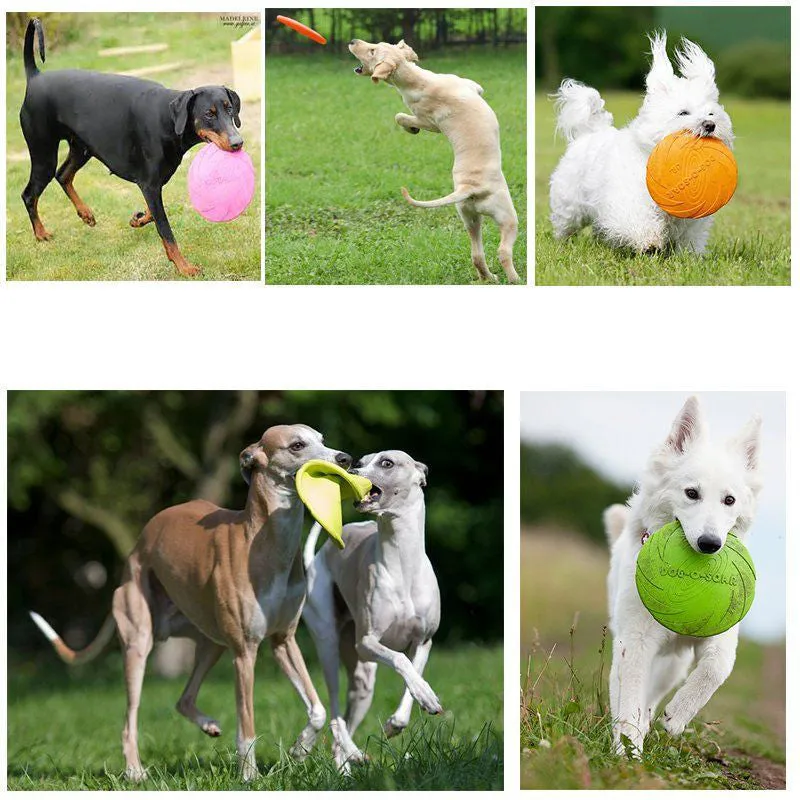 Dog Frisbee Trainning Puppy Toy rubber Fetch Flying Disc