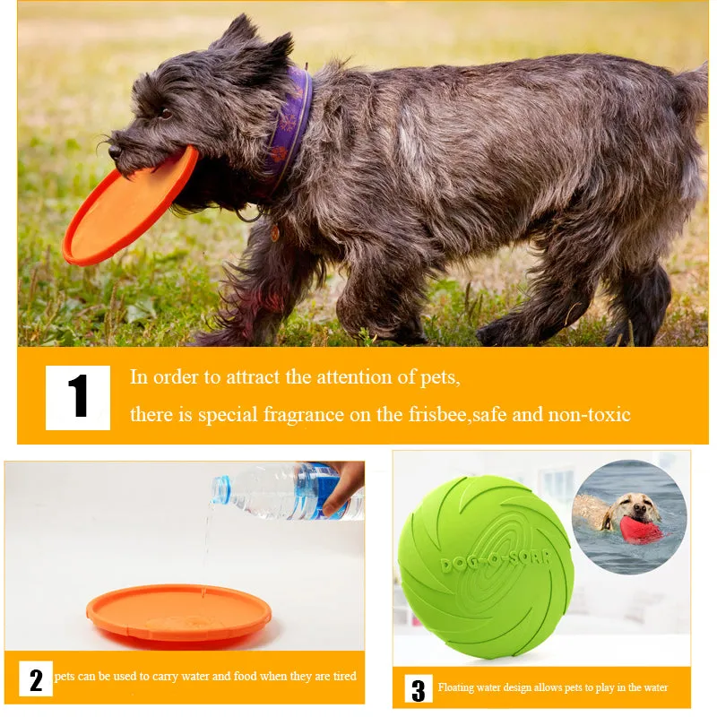 Dog Frisbee Trainning Puppy Toy rubber Fetch Flying Disc