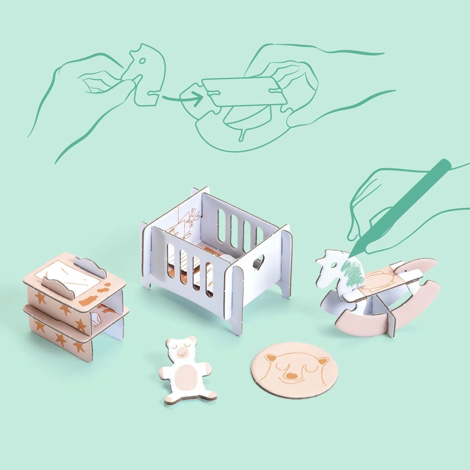 Doll House Color, Assemble, Play DIY Craft Kit
