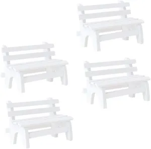Doll House Landscape Ornament Decoration HEALLILY 4Pcs intelligence sedentary insect purity Miniature Wood Bench 1:12 Dollhouse Miniature Furniture Model DIY 