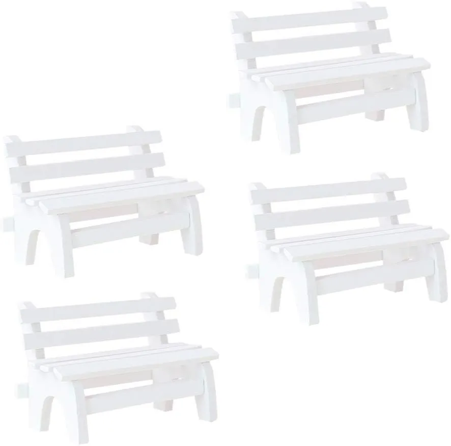 Doll House Landscape Ornament Decoration HEALLILY 4Pcs intelligence sedentary insect purity Miniature Wood Bench 1:12 Dollhouse Miniature Furniture Model DIY 