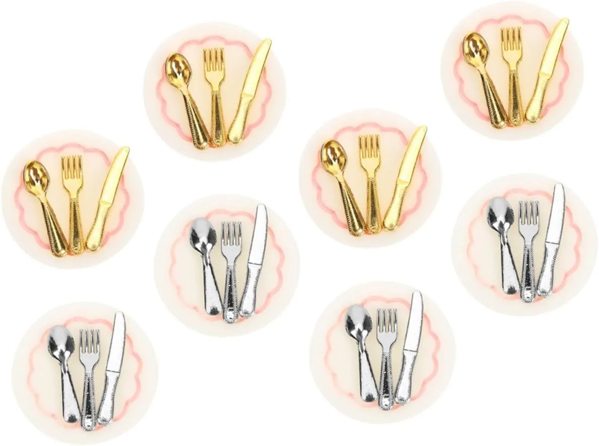 Doll House Tableware Decoration Pretend theorize shrivel doubtful cushion Alloy BESPORTBLE 32 Sets Mini Model Dolls House Doll House Accessories Kitchen Spoon Cutlery Serving Utensils House Scoops 