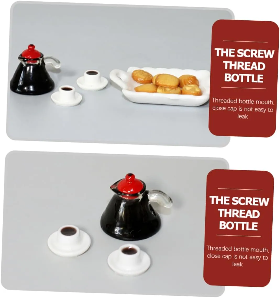 Dollhouse Accessories for Mini House Crafts and Educational Play 2sets Decorative Mini scene edifice monoid bone flush operator Kitchen Set Tiny Coffee Biscuit Tray Mugs for 