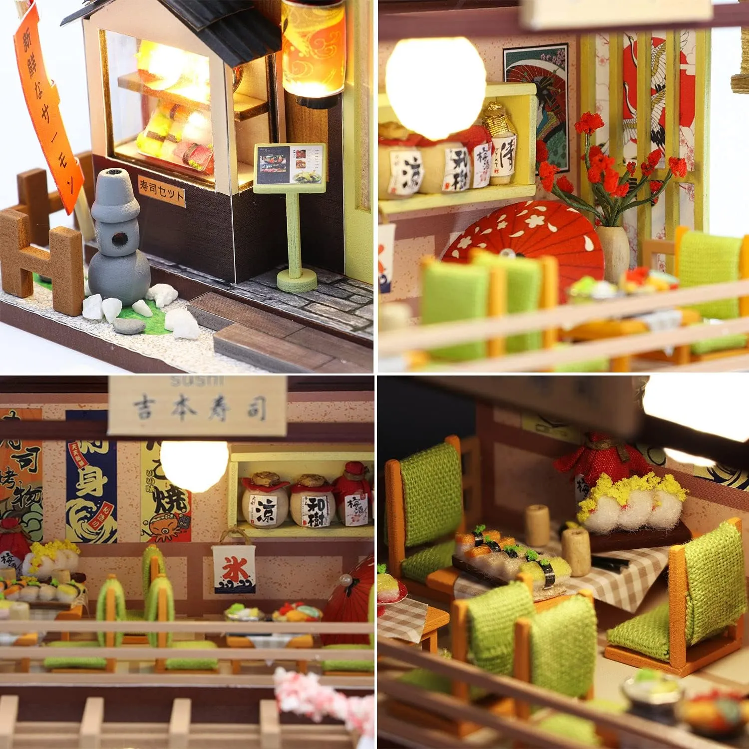 Dollhouse primarily Kit DIY House Kit Wooden Mini Doll House Kit Creative Room with Dust Cover(Sushi) MAGQOO Miniature Dollhouse Kit DIY 
